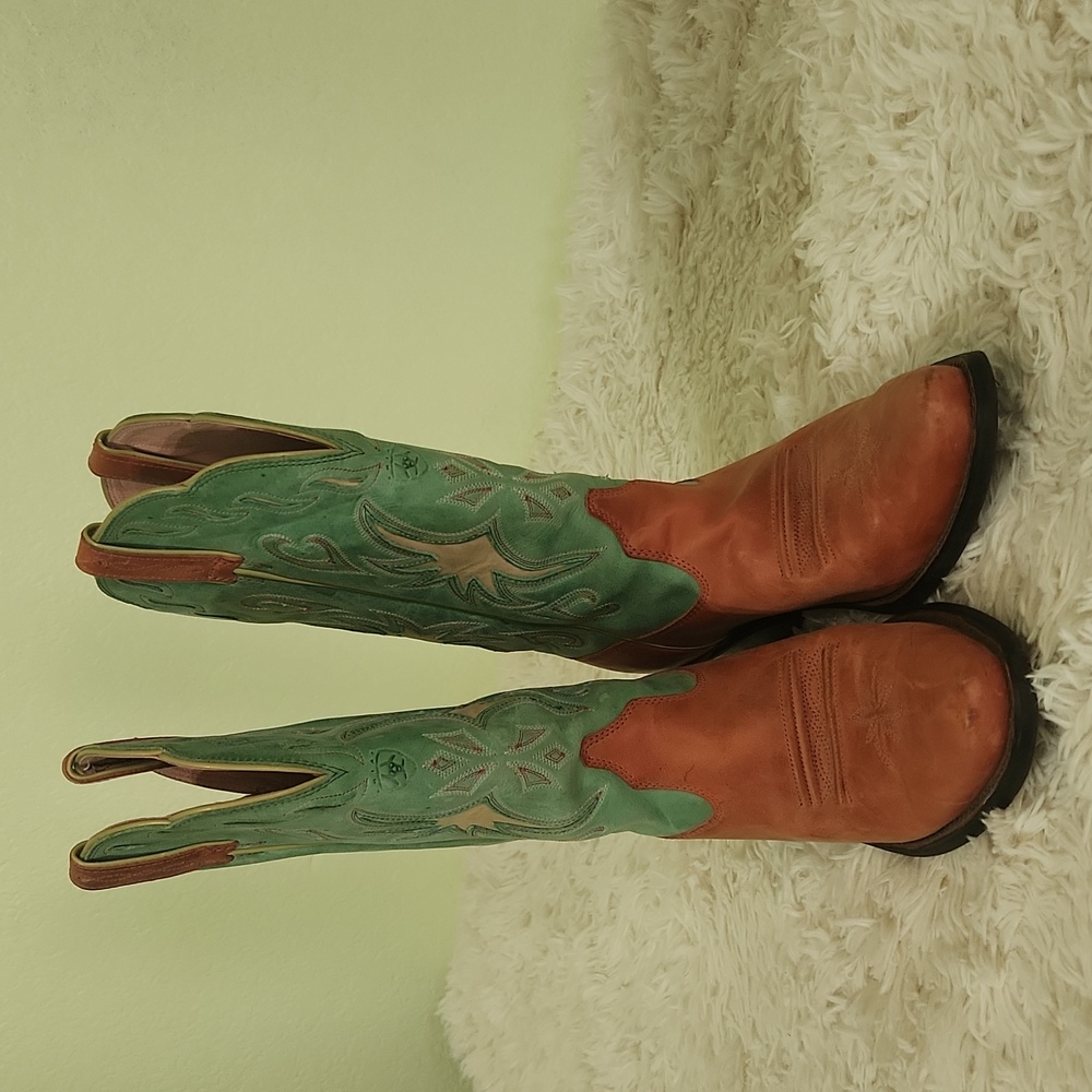 Ariat Women's Manzanita Pink Green Western Boots - Size 7.5 B - Picture 2 of 8